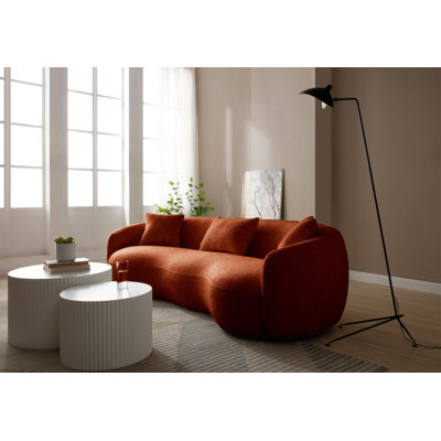 Canapé incurvé moderne de 93,6 pouces de style Mid-Century, canapé en tissu Boucle pour chambre à coucher, bureau, appartement