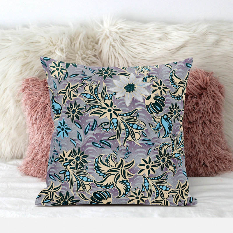  Housse et insert de coussin décoratif en polyester, 16 po x 16 po, Vert / mauve