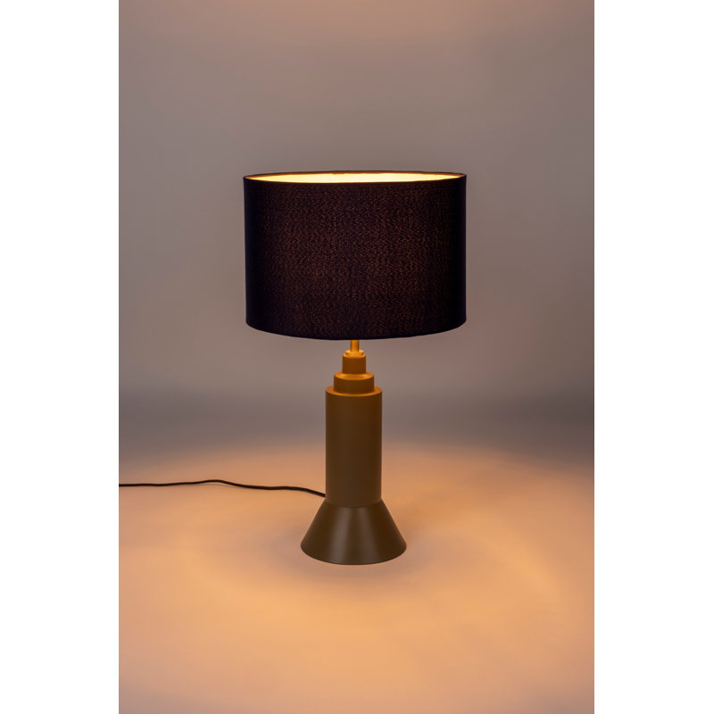 Lampe de table en métal Kaja, Bleu foncé, Brun