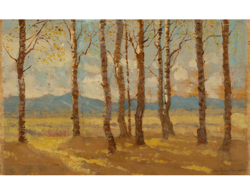 "Birches in Autumn" par Ferdinand Katona - Toile tendue avec châssis, H 28 po x l 40 po
