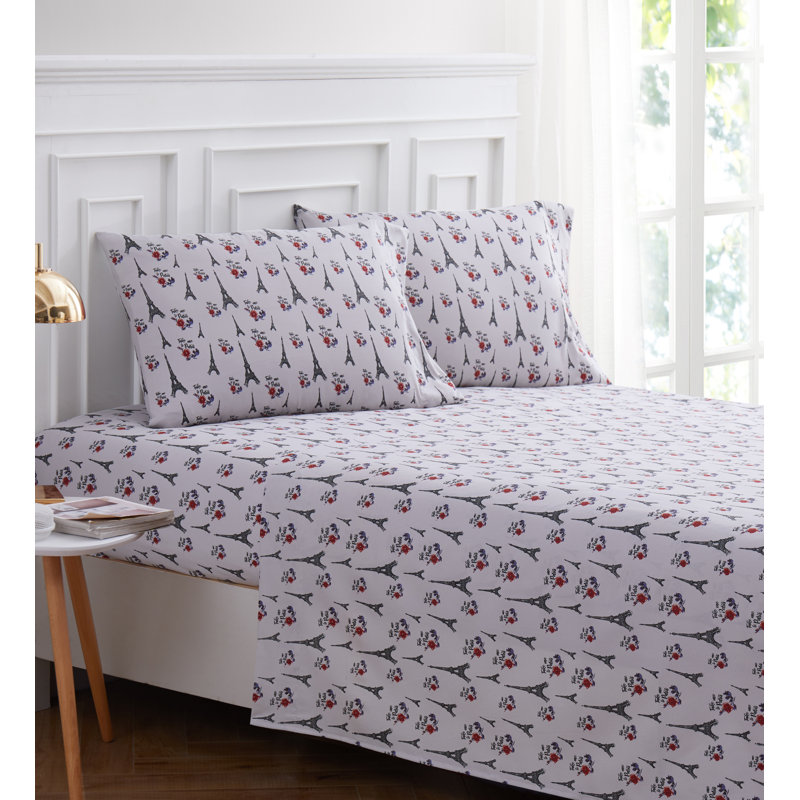 Ensemble de draps en microfibre Floral, Jumeau