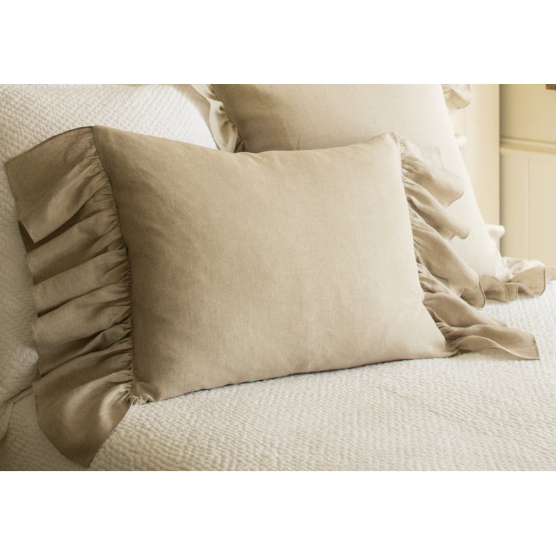 Verandah Linen Ruffled Sham, Standard, Natural