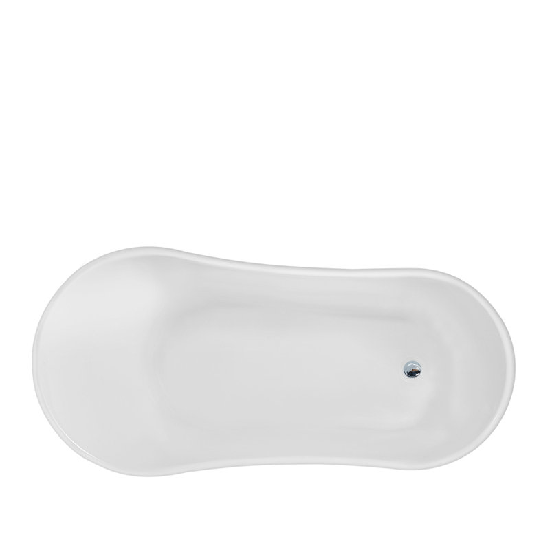 55" Streamline Clawfoot Soaking Acrylic Bathtub With Drain, Clawfeet, and Bamboo Tray, Brushed Nickel