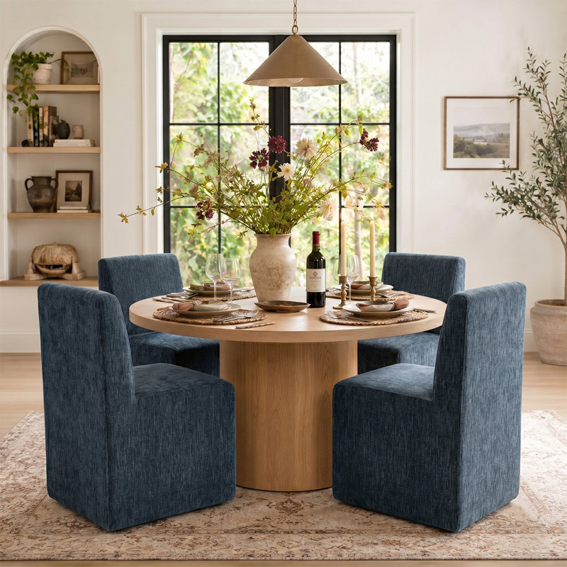 Chaise d'appoint en chenille avec roulettes cachées, Bleu