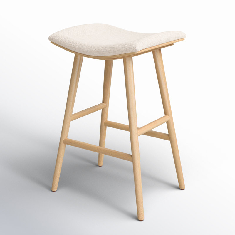 Union Wallis Belfast Solid Wood Stool, Bar Stool (30" Seat Height), Faux Leather - Sierra Butterscotch/Smoked Natural