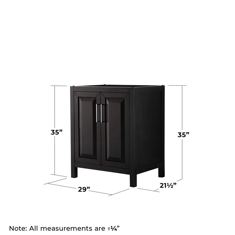 Base de meuble-lavabo simple pour salle de bain 29" avec miroir seulement Daria, Espresso foncé / chrome poli