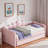 Upholstery Daybed With Led Light, Trundle And Cloud Backrest-1474380585