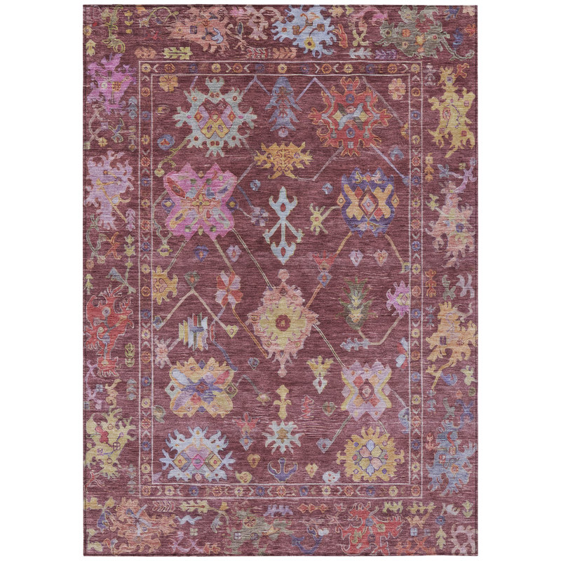 Machine Washable Indoor/Outdoor Kaczor ACN2234 Global Rug, Rectangle 5' x 7'6"