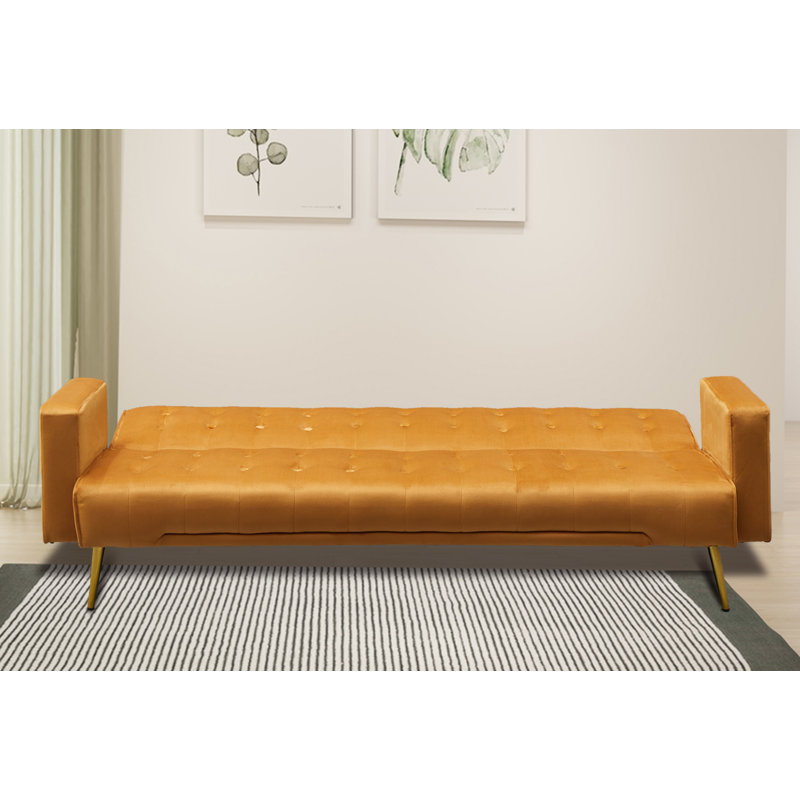 Verdeen Twin 74'' Velvet Convertible Sofa, Ginger Velvet