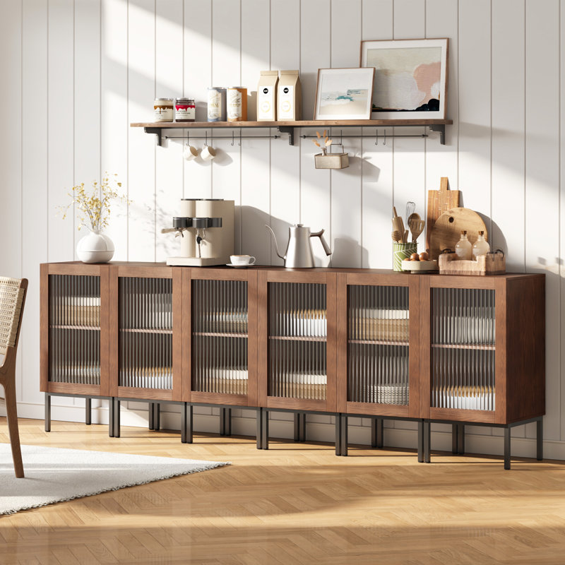 Wine Cabinet Set With 6 Doors, Brown