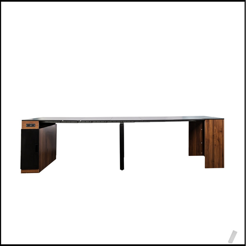 Table de salle à manger extensible moderne multifonctionnelle avec prise de courant, table extensible peu encombrante avec rangement pour fêtes, mariages, réunions et célébrations