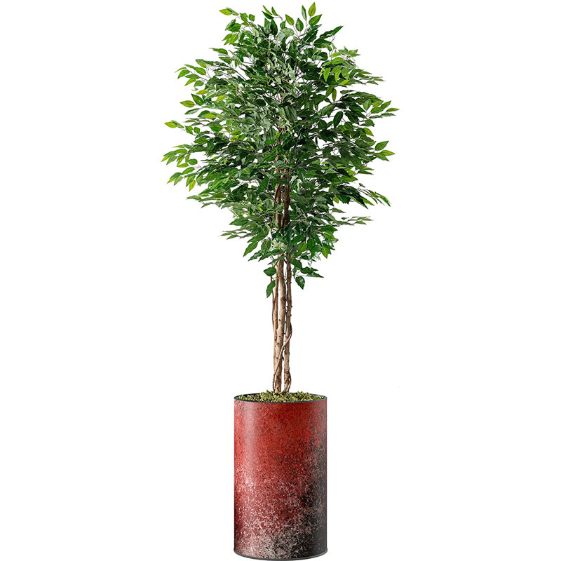 Arbre artificiel dans un pot de fleurs moderne, faux arbre en soie ficus (décoration en pot et arbre)