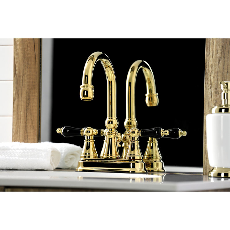 Robinet pour salle de bain avec ensemble de drain central à Duchess, Laiton poli
