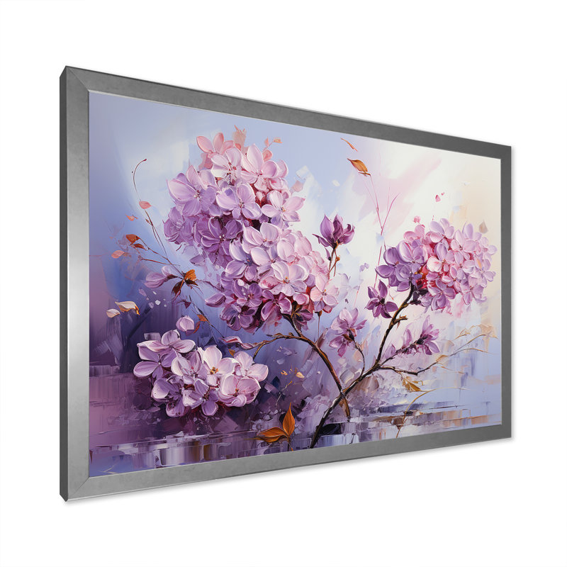 Charme mauve lilas mauve, Cadre simple argenté, H 16 po x l 32 po x P 1 po