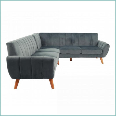 Canapé modulaire en velours 2 pièces - Canapé de salon moderne gris foncé l 111 po x P 85 po | Gris foncé | Velours | Bois