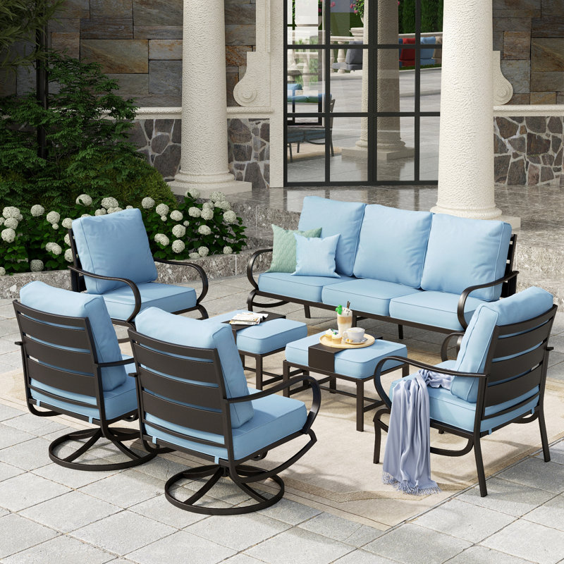 Ensemble de conversation pour patio à 9 places Tapasi avec chaises longues pivotantes et table de foyer optionnelle, Non
