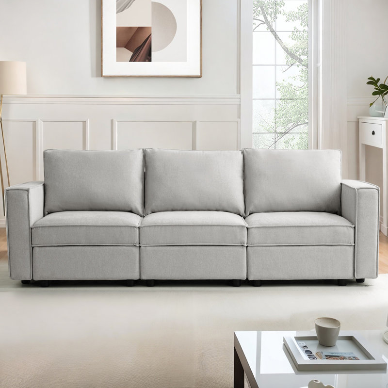 Canapé modulaire avec rangement pour sièges, Gris