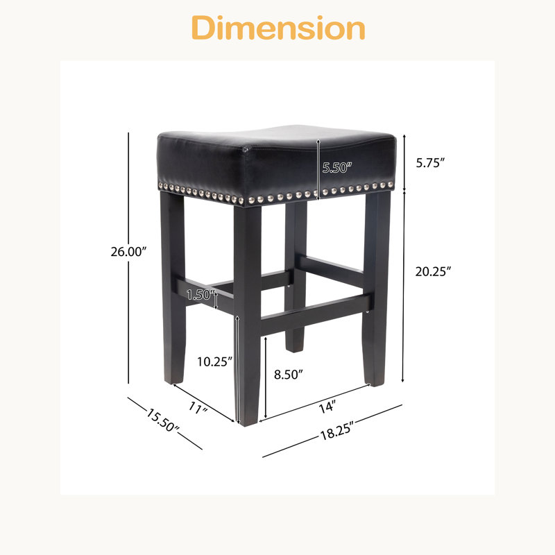 Tabourets de comptoir sans dossier, ensemble de 2 pièces, Noir