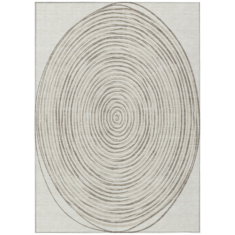 Machine Washable Indoor/Outdoor Chantille ACN2647 Geometric Rug, Ivory, 3' x 5'