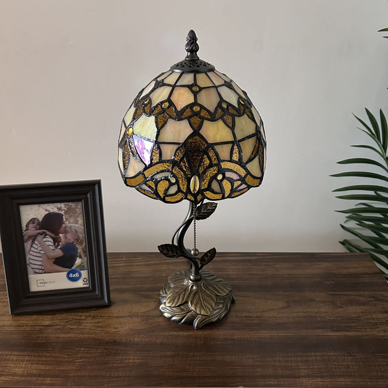 Tiffany Table Lamp Stained Glass Nadya LED Bulb Included 8"W*8"D*16"H, Gold