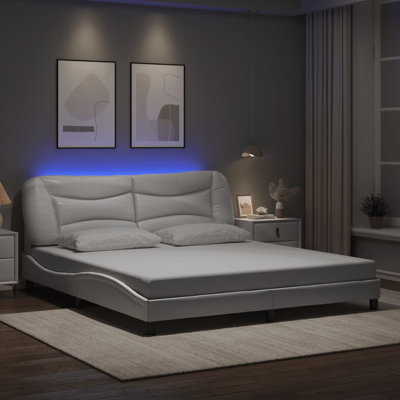 Cadre de lit vidaXL avec DEL sans matelas Hvar blanc 76 po x 79,9 po
