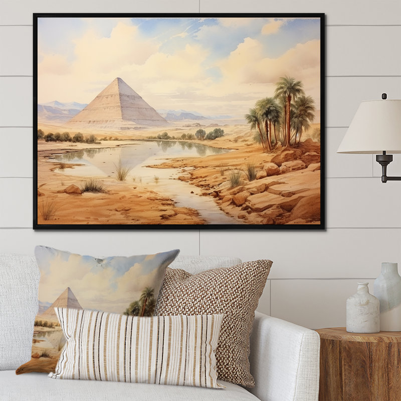 Ancienne pyramide égyptienne, art mural, Cadre flottant noir, H 24 po x l 32 po x P 1 po