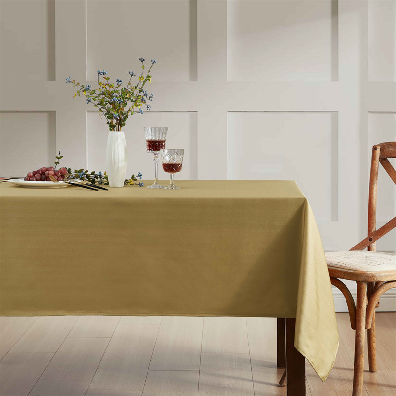 Lincoln Stripe Fabric Tablecloth, 84" Rectangle, Gold