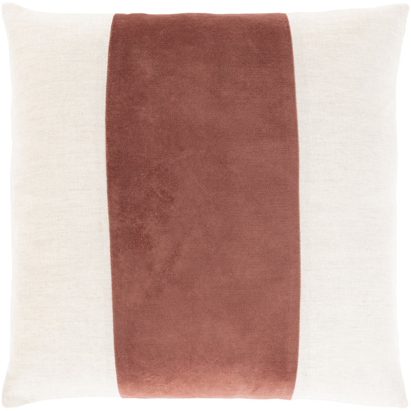 Housse de coussin Kat, Bleu marine / taupe, 22 po x 22 po, Housse de coussin seulement - sans coussin