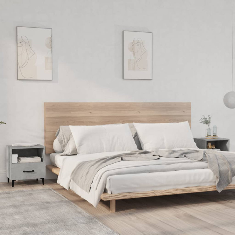 Linita Manufactured Wood Bedside Table, Concrete Grey