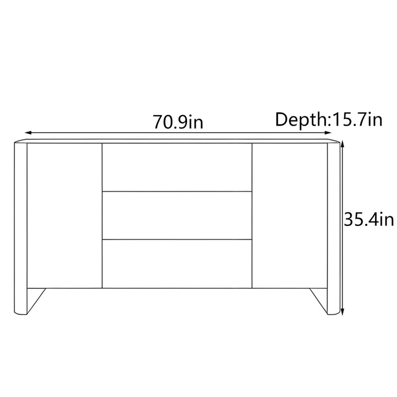 Modern Luxury Style Entryway Cabinet, H 35,4 po x l 70,9 po x P 15,7 po, Doré