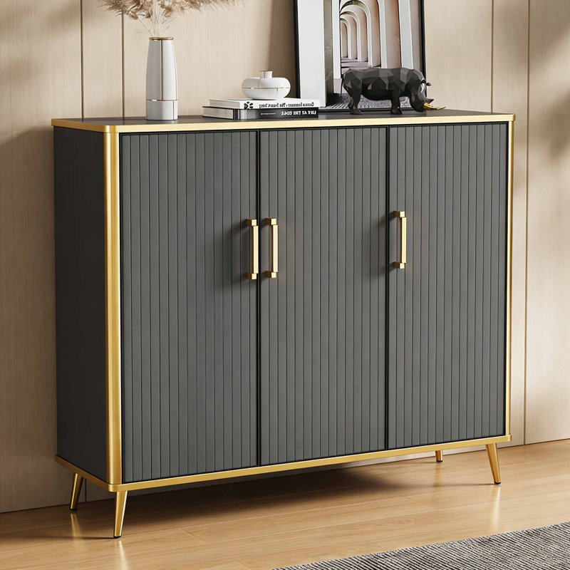 Armoire à chaussures de style américain, Grey, H 39,37 po x l 51,18 po x P 14,17 po