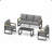 All-Weather 4-Piece  Aluminum Patio Furniture Set, 5-Seat Conversation Sofa With 10 Inches Extra Thick Cushions And Glass Table-89322906