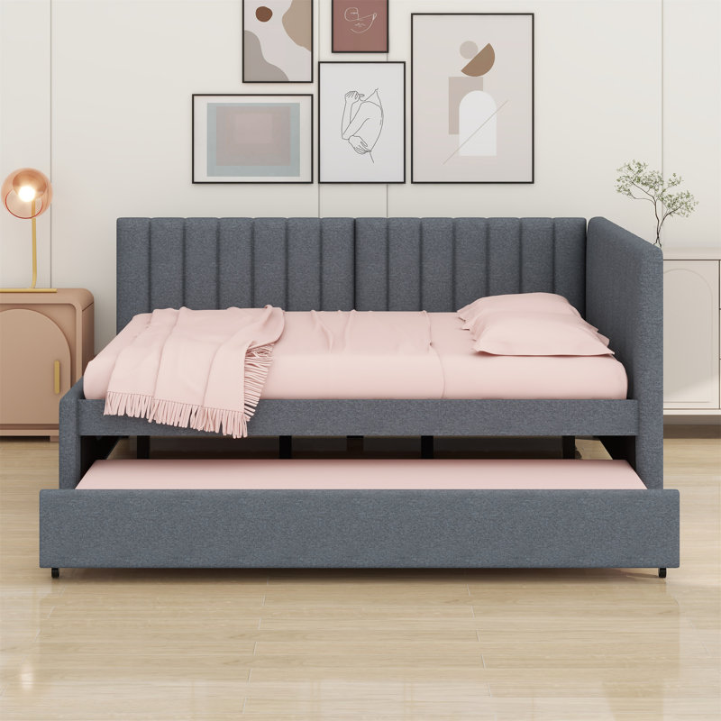 Lit de jour rembourré avec couchette, Gris