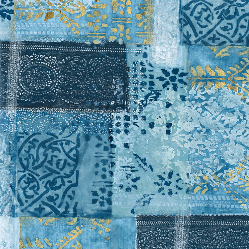 «Alhambra II Indigo» par Wild Apple Portfolio - impression sur toile tendue, H 36 po x l 36 po, Papier avec cadre érable, Oui