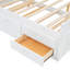 Lit double en bois avec tête de lit avec prises de courant, lit extensible avec lit gigogne simple avec trois tiroirs de rangement, blanc-678326563-678326572