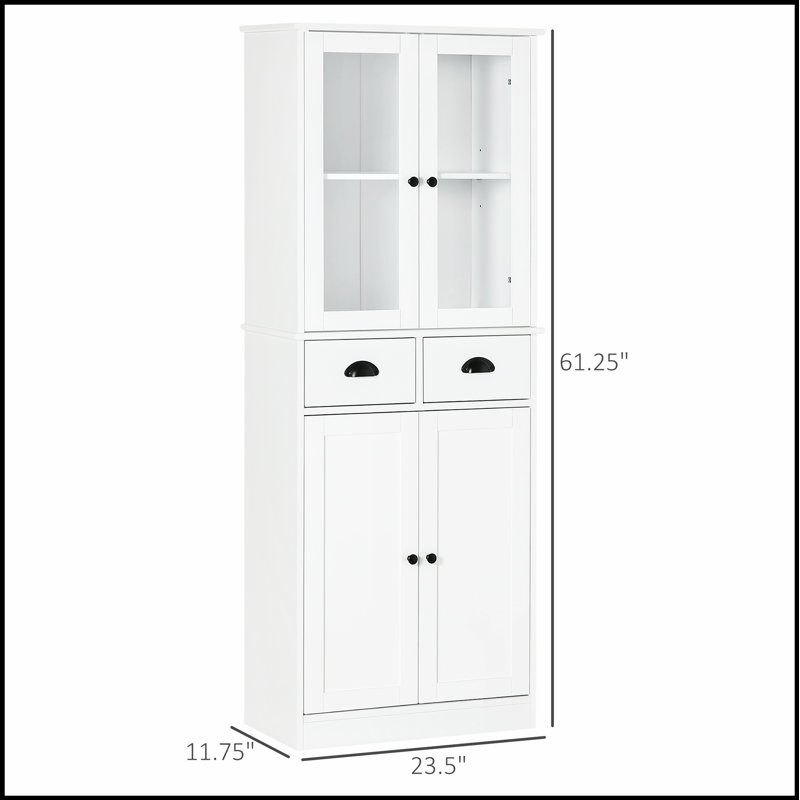 Garde-manger autoportant avec portes à fermeture douce, tablettes réglables et tiroirs pour un rangement et un style améliorés