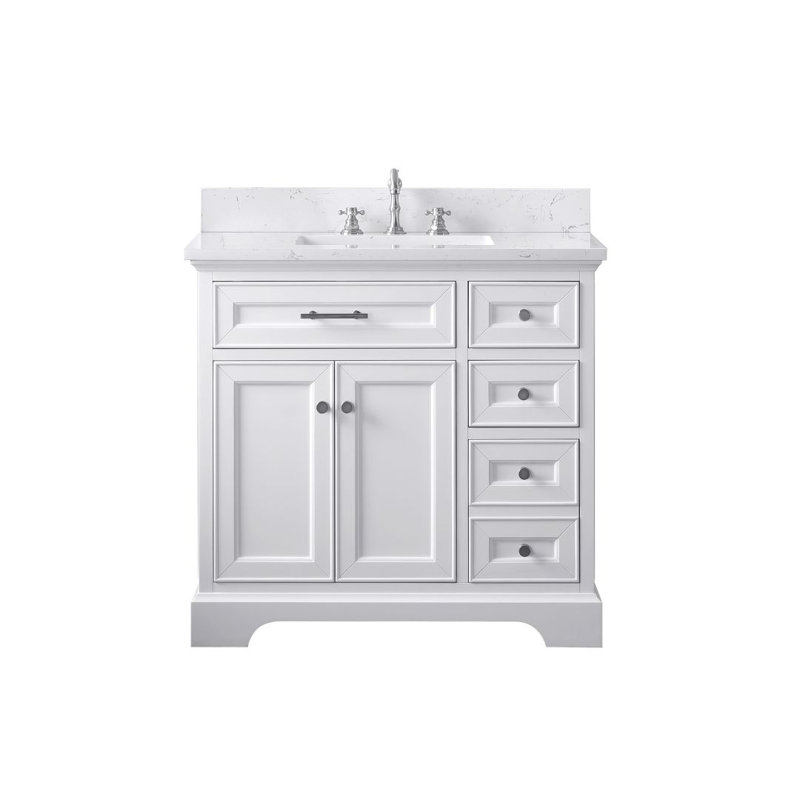 Thompson 36" W Single Bathroom Vanity, White/Brushed Nickel