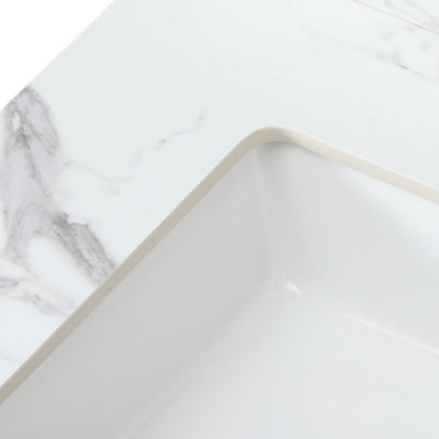 31,28 po Comptoir de meuble-lavabo X 22,07 po - blanc pierre fritté, avec comptoir en céramique encastré, plateau facile à nettoyer de 31 po x 22 po - ajout de charme