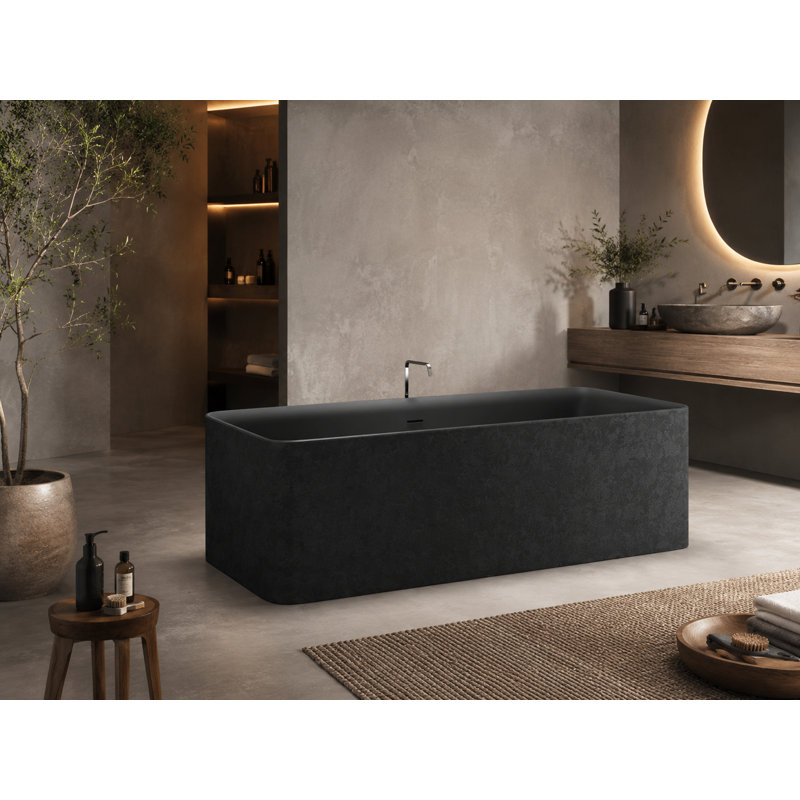 Baignoire de trempage profonde rectangulaire noire 70,9 "x 31,7", Noir
