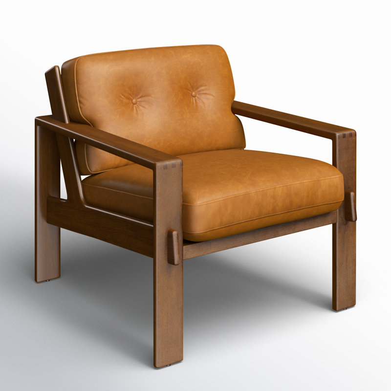 Skive Lounge Chair in Cognac Tan, Tan Genuine Leather