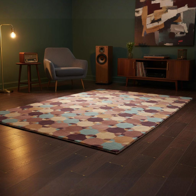 Tapis en laine à motif abstrait multicolore touffeté à la main Allie, 5 pi x 7 pi 6 po