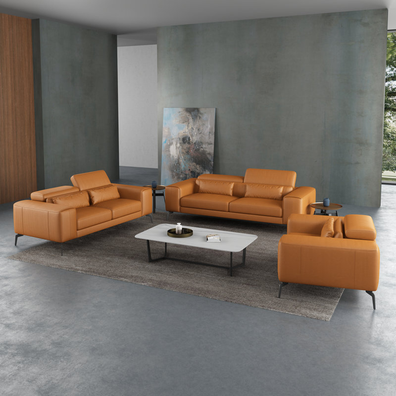 Cavour Sofa, Cognac Genuine Leather