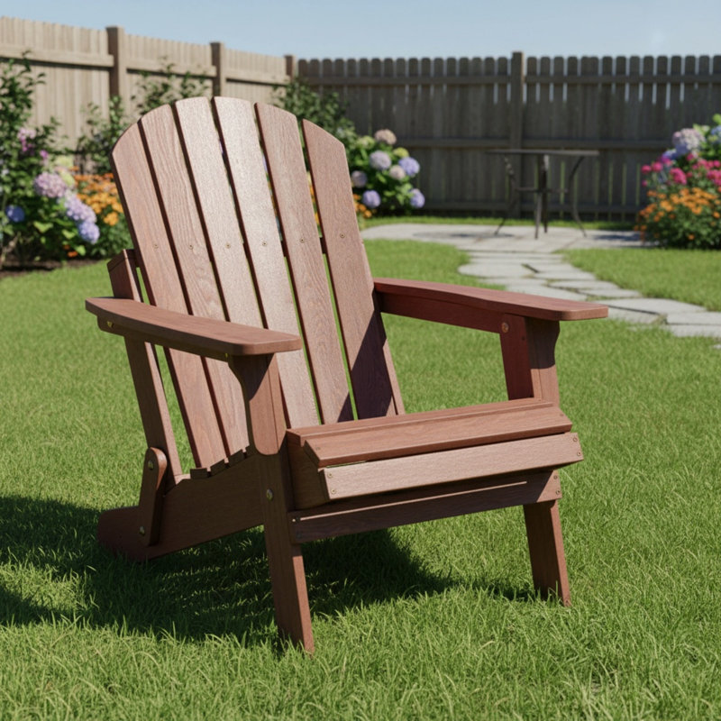 ‌Oversize Embossed Adirondack Chair - Pre-Assembled BackRest & SeatBoard for Garden, Pool & Firepit‌, Brown