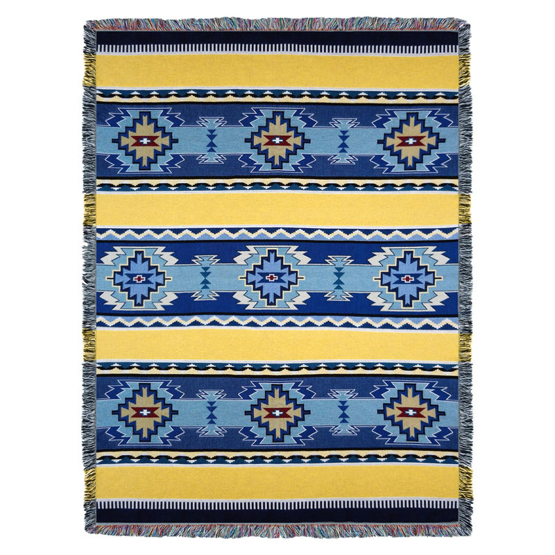 Jeté de lit Pure Country Weavers, Jaune / Bleu / Noir