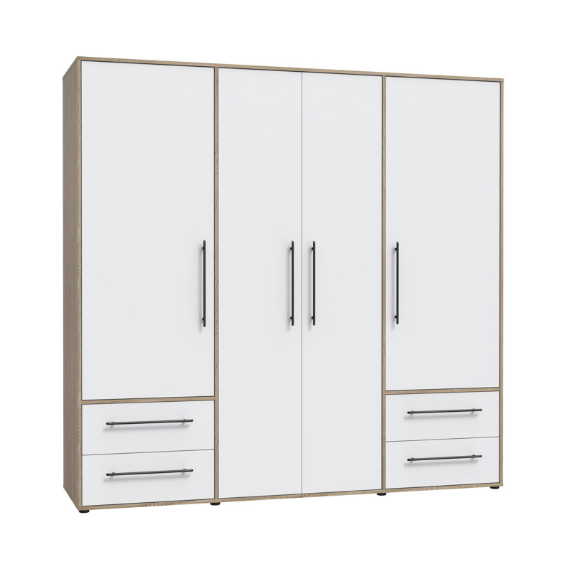 Minija 4 Door Manufactured Wood Wardrobe, Sonoma Oak/White