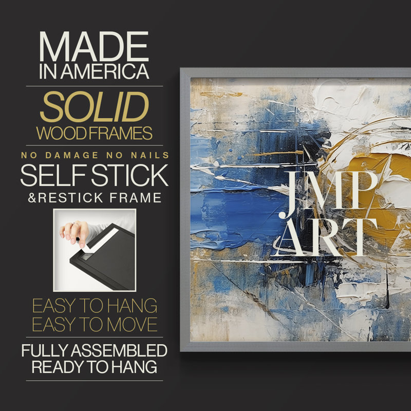 Abstract Series-CXLV -Framed Print - Restickable, Grey, 16" H x 20" W