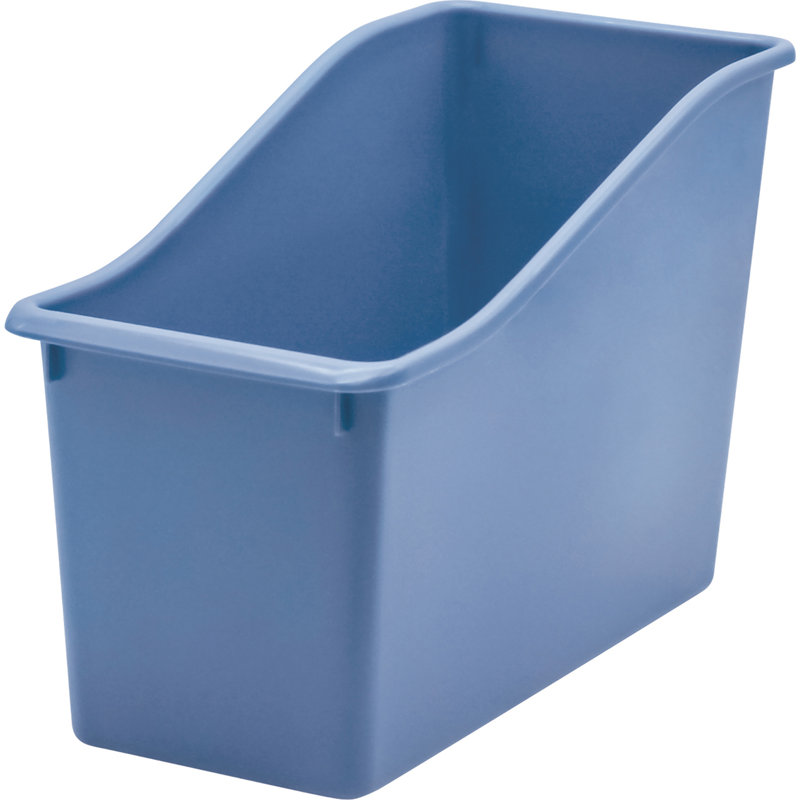 Ensemble de 6 bacs à livres en plastique bleu ardoise, H 7,5 po x l 8 po x P 8 po, Bleu