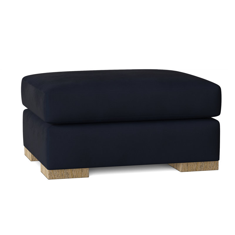 Repose-pieds Branam, Naturel, Velours bleu