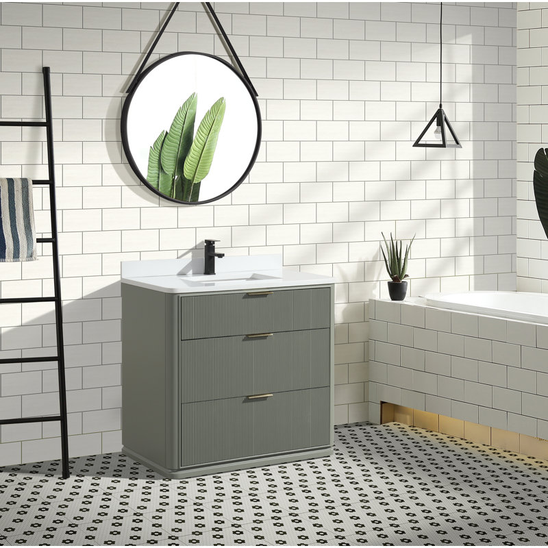 Meuble-lavabo simple 36 po avec plateau en quartz Aria