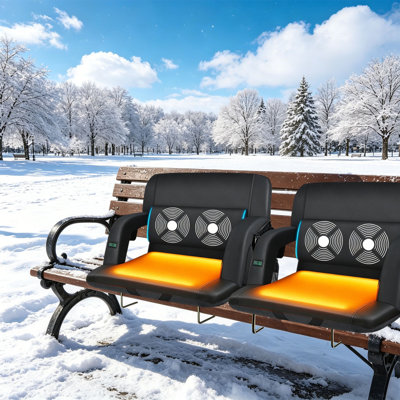 2Pk Heated Stadium Seat With Massage & Back Support, Usb Electric Bleacher Chair With 3 Heat Levels, 6 Massage Modes, Waterproof 600D Oxford Fabric